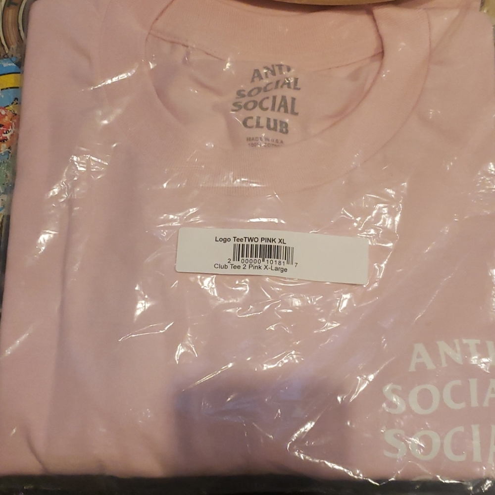 Anti social social club box logo tee pink XL